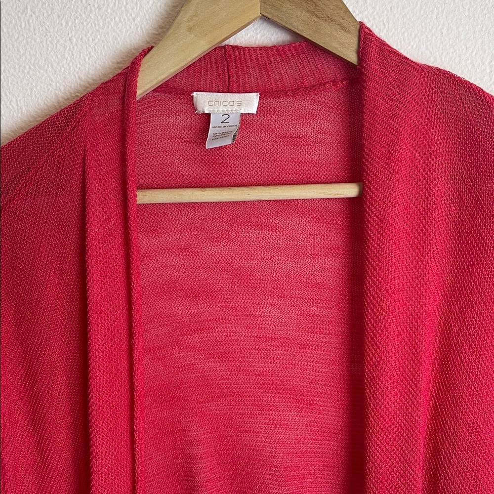 Chicos Open, Drape Front Cardigan red 2 - Picture 3 of 6